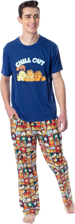 Nickelodeon Mens' Garfield Odie Comic Strip Chill Out Sleep Pajama Set