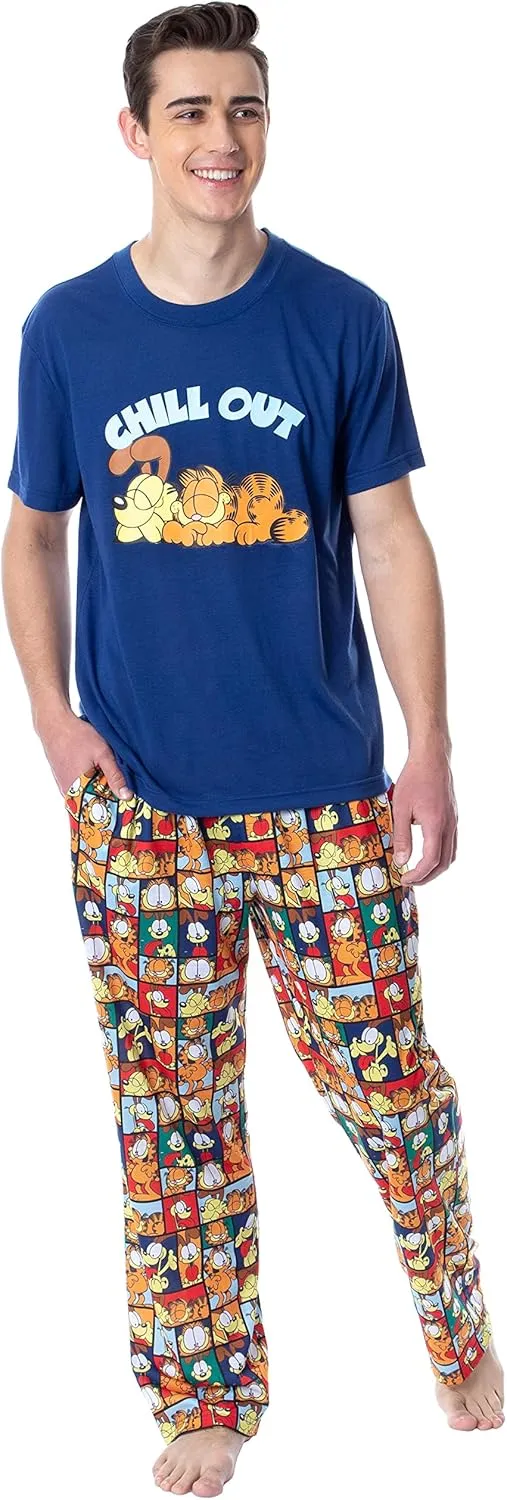 Nickelodeon Mens' Garfield Odie Comic Strip Chill Out Sleep Pajama Set