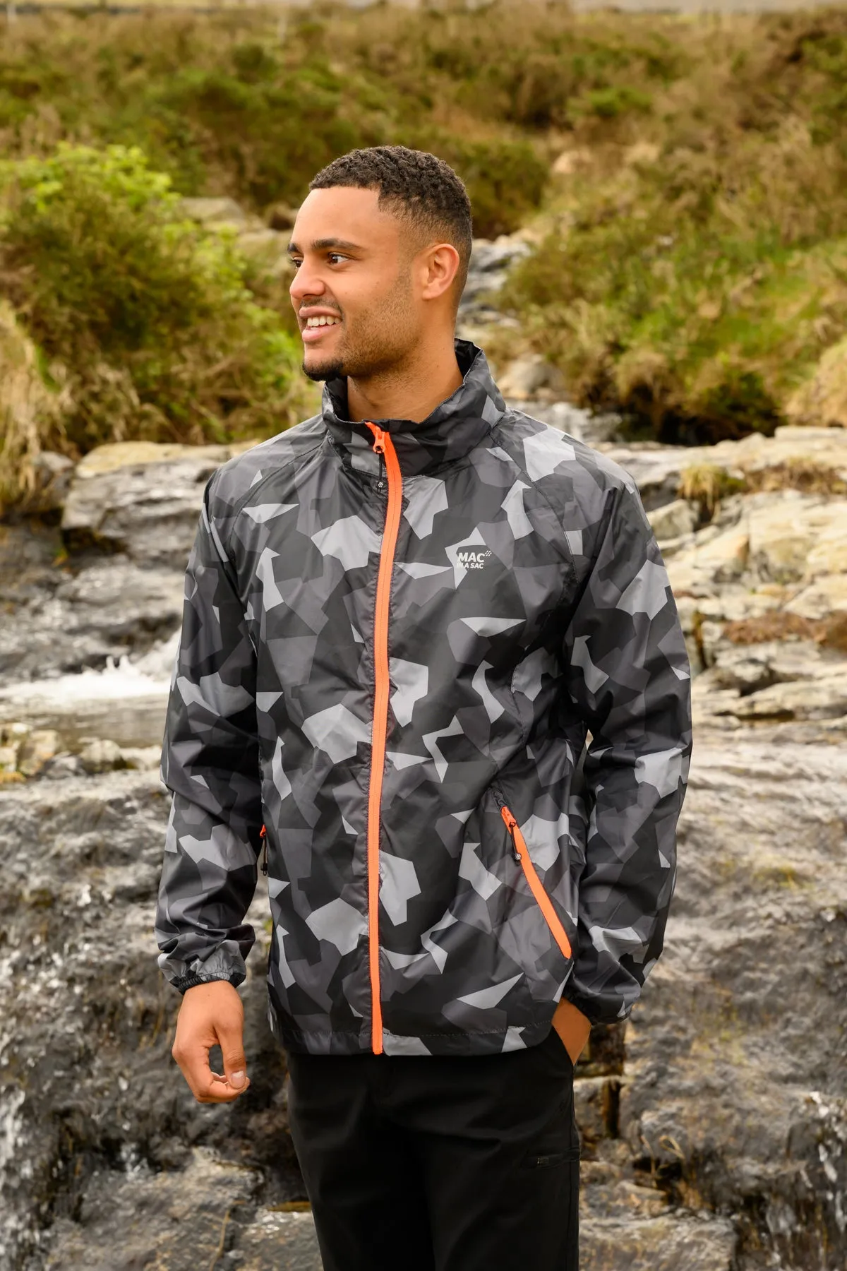 Origin Packable Waterproof Jacket - Black Camo