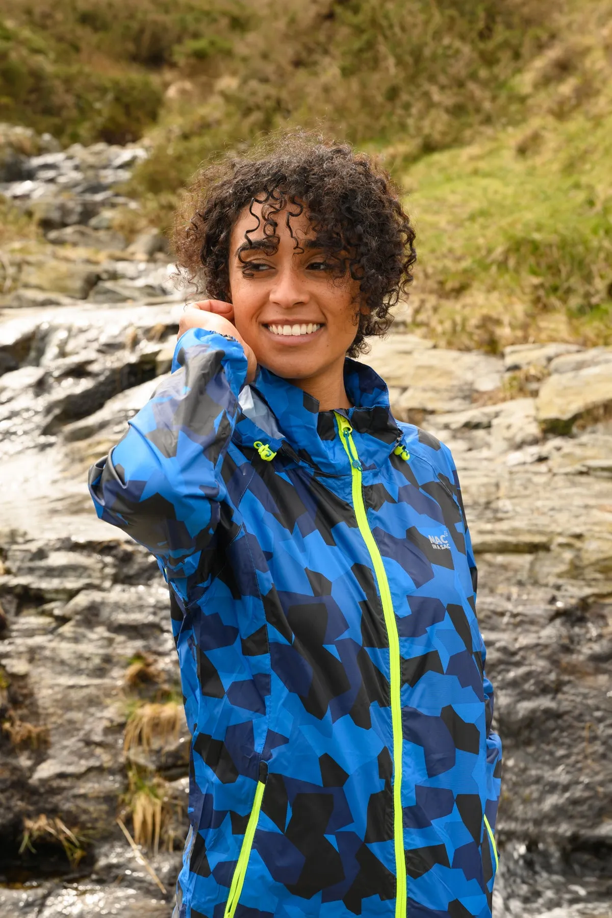 Origin Packable Waterproof Jacket - Blue Camo