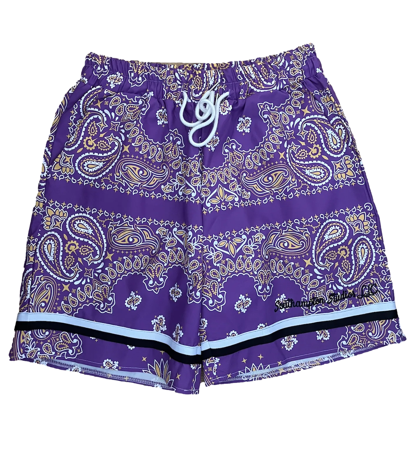 Paisley Print Board Shorts - Purple