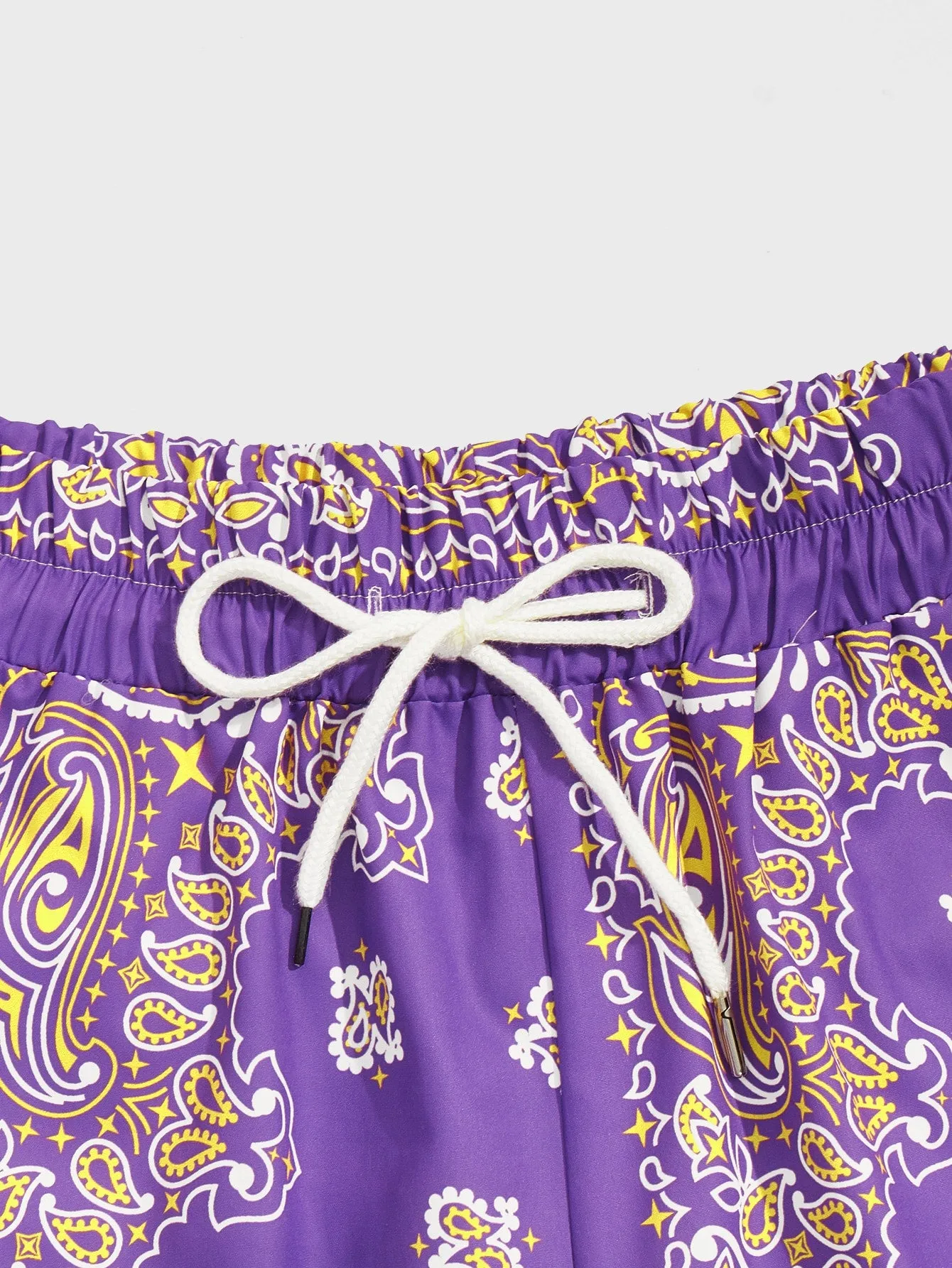 Paisley Print Board Shorts - Purple
