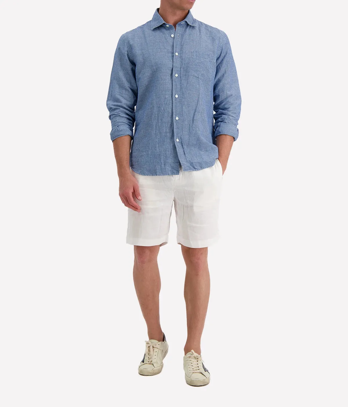 Paul Woven Shirt in Indigo