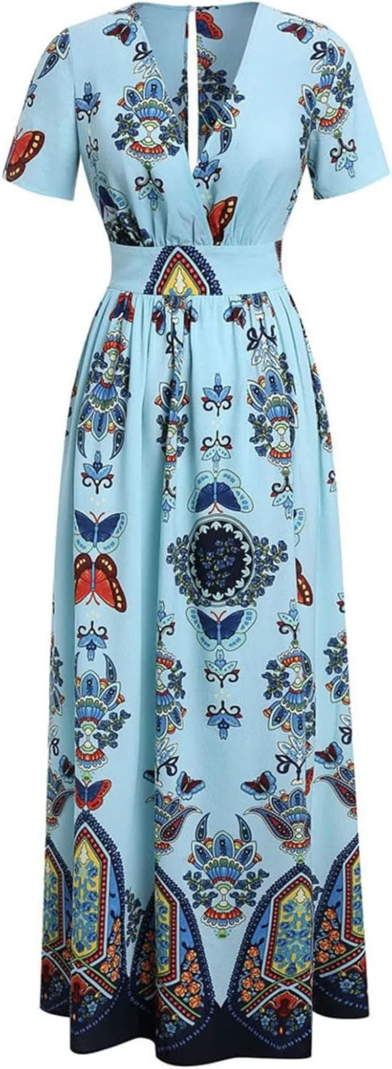 Plus Size Dresses for Women 2024 Spring Summer Fashion Floral Boho Maxi Dress Flowy Bodycon Wedding Guest Sundress