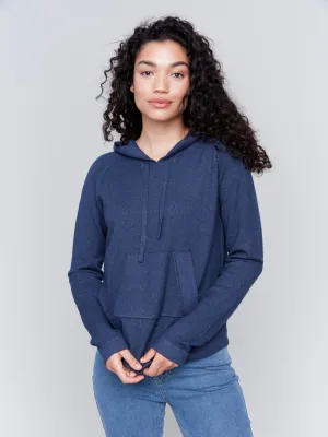 Plush Knit Hoodie Sweater - Denim - H-Denim