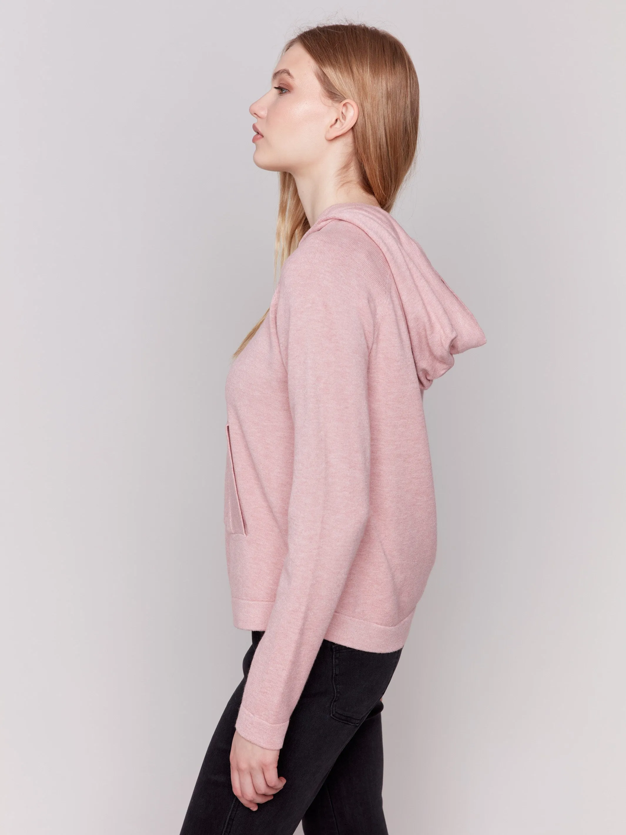 Plush Knit Hoodie Sweater - Woodrose - H-Woodrose