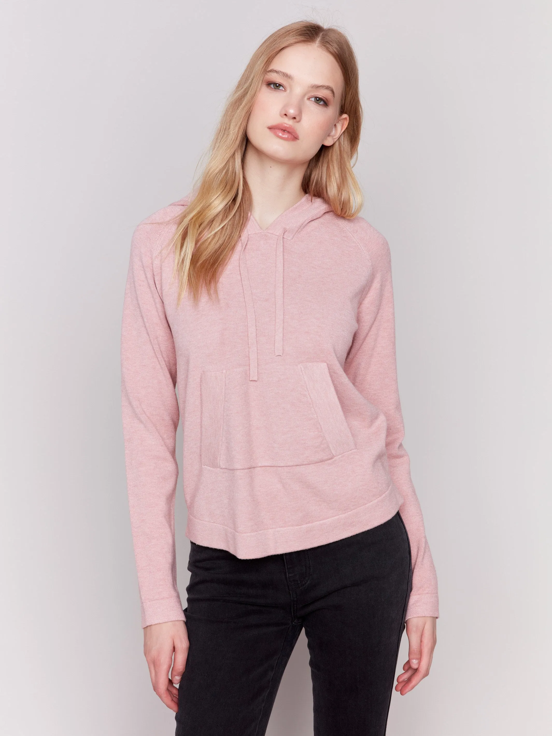 Plush Knit Hoodie Sweater - Woodrose - H-Woodrose