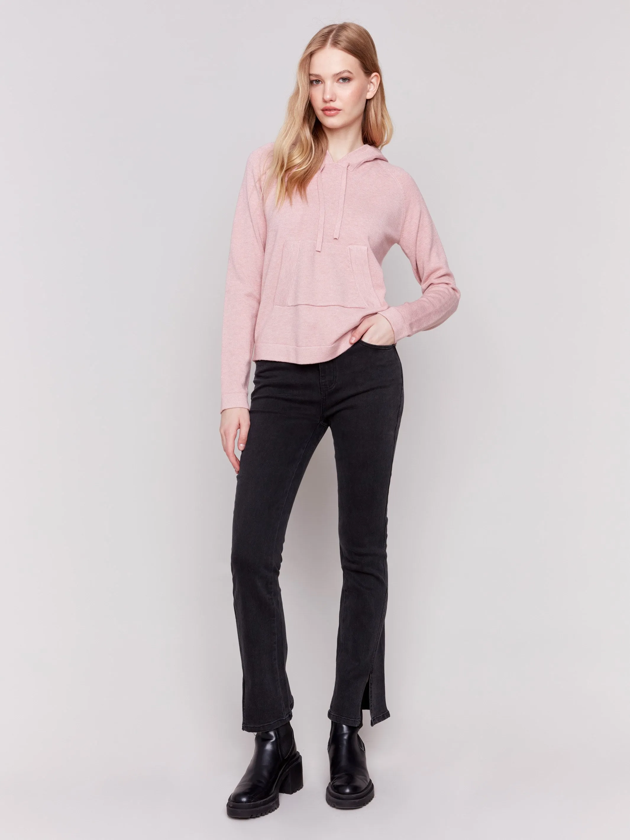 Plush Knit Hoodie Sweater - Woodrose - H-Woodrose