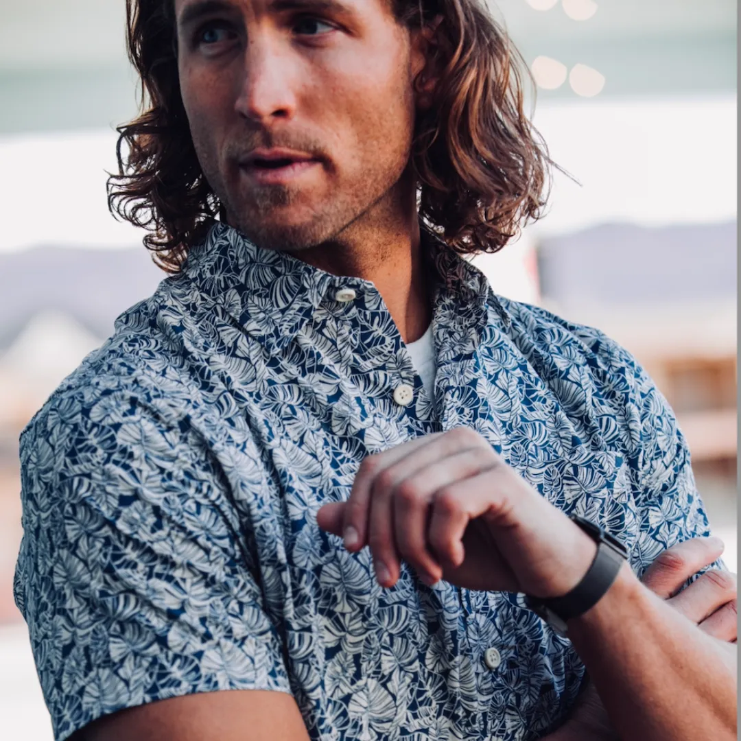 Printed Lightweight Poplin Shirt - Retro Tropical Print