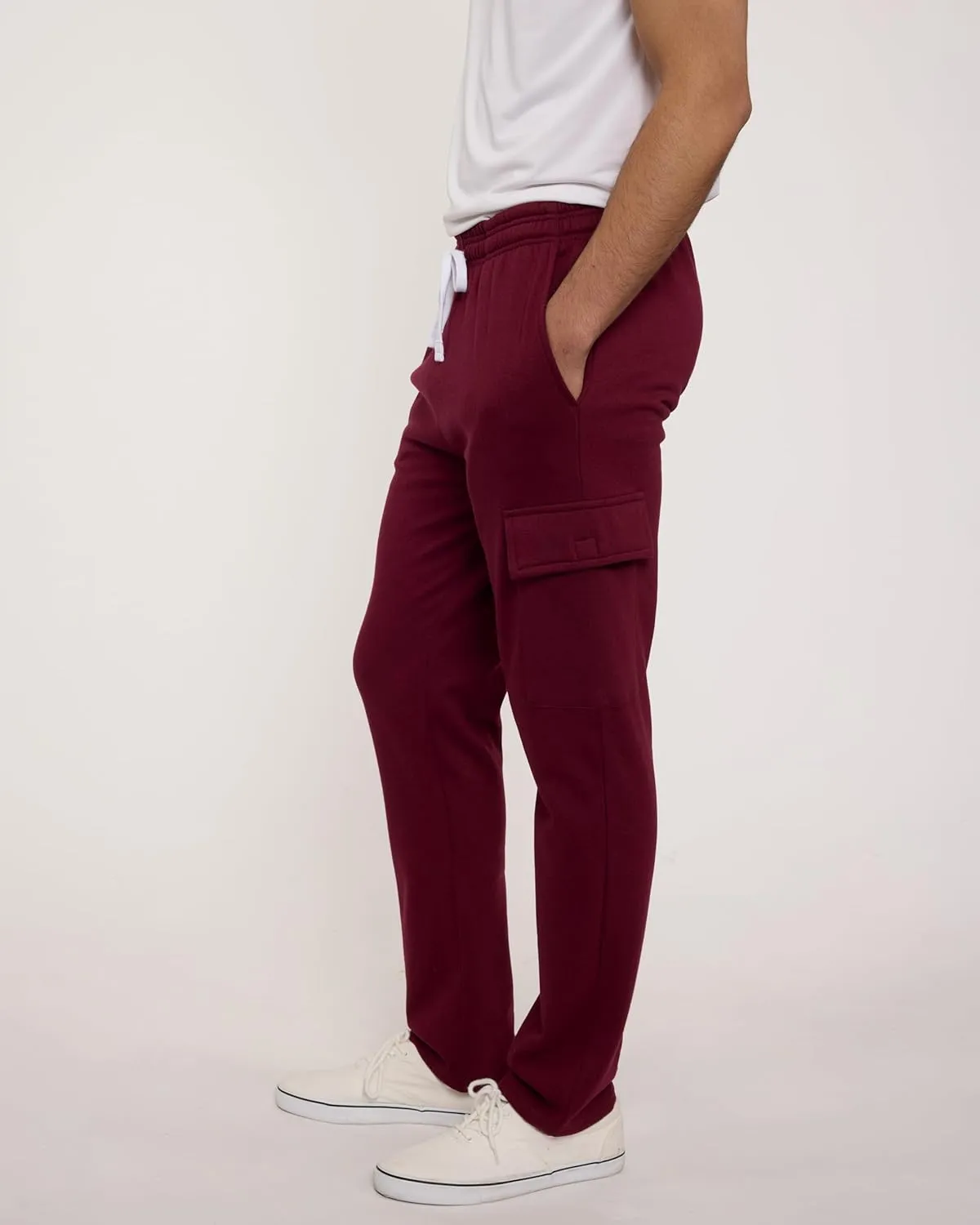 Real Essentials 3 Pack: Men's Tech Fleece Open Bottom Cargo Sweatpants with Pockets (Available in Big & Tall)