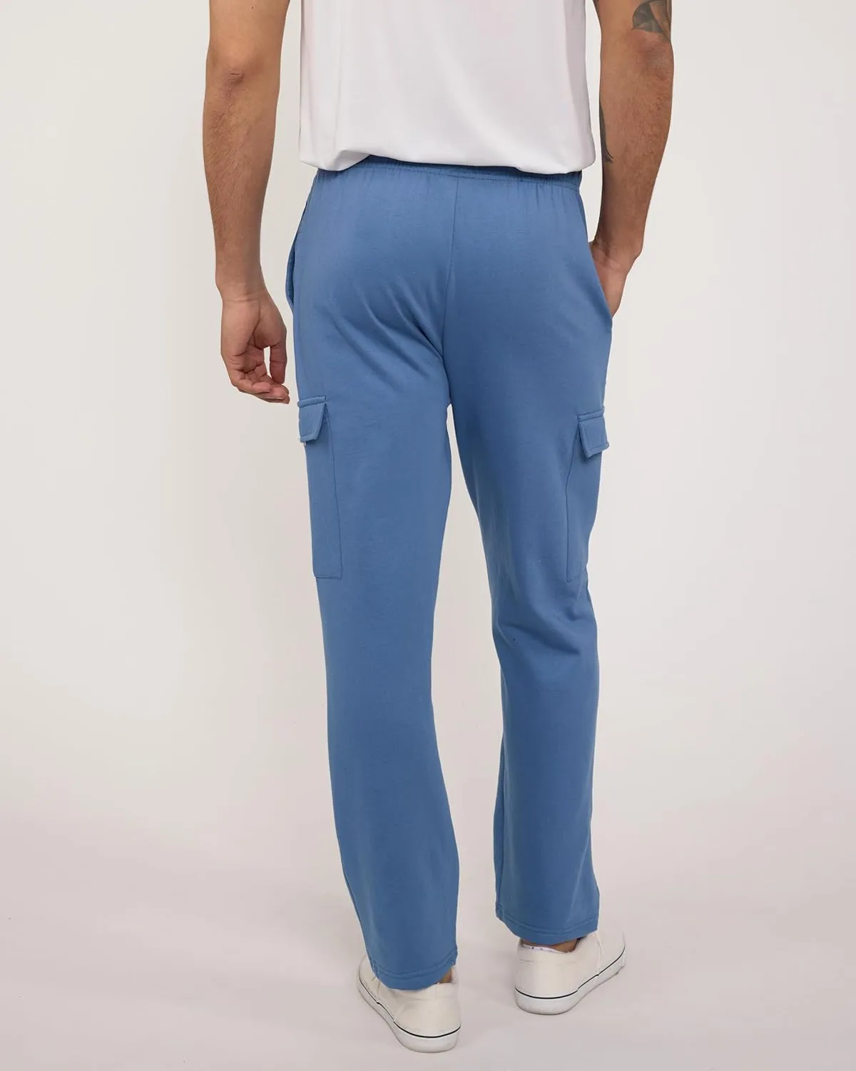 Real Essentials 3 Pack: Men's Tech Fleece Open Bottom Cargo Sweatpants with Pockets (Available in Big & Tall)