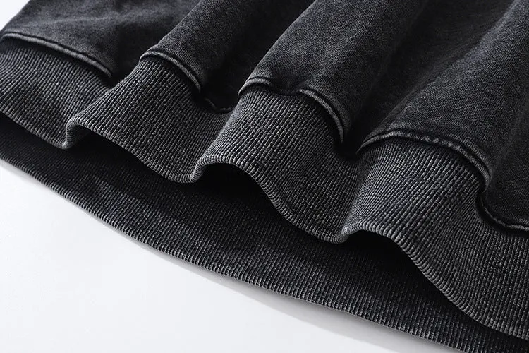 Retro Hooded Sweater High Street Washed Distressed Heavy Couple Trendy Brand Hoodie Men Women