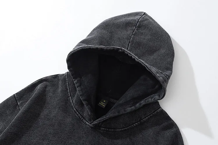 Retro Hooded Sweater High Street Washed Distressed Heavy Couple Trendy Brand Hoodie Men Women
