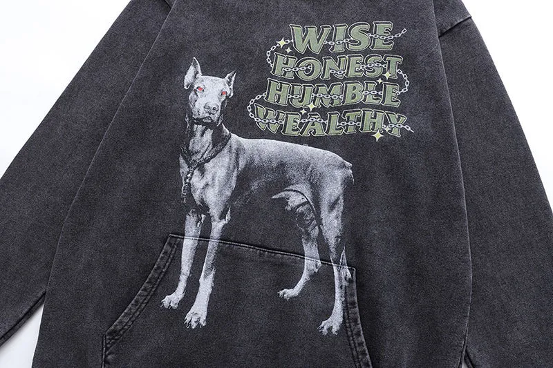 Retro Hooded Sweater High Street Washed Distressed Heavy Couple Trendy Brand Hoodie Men Women