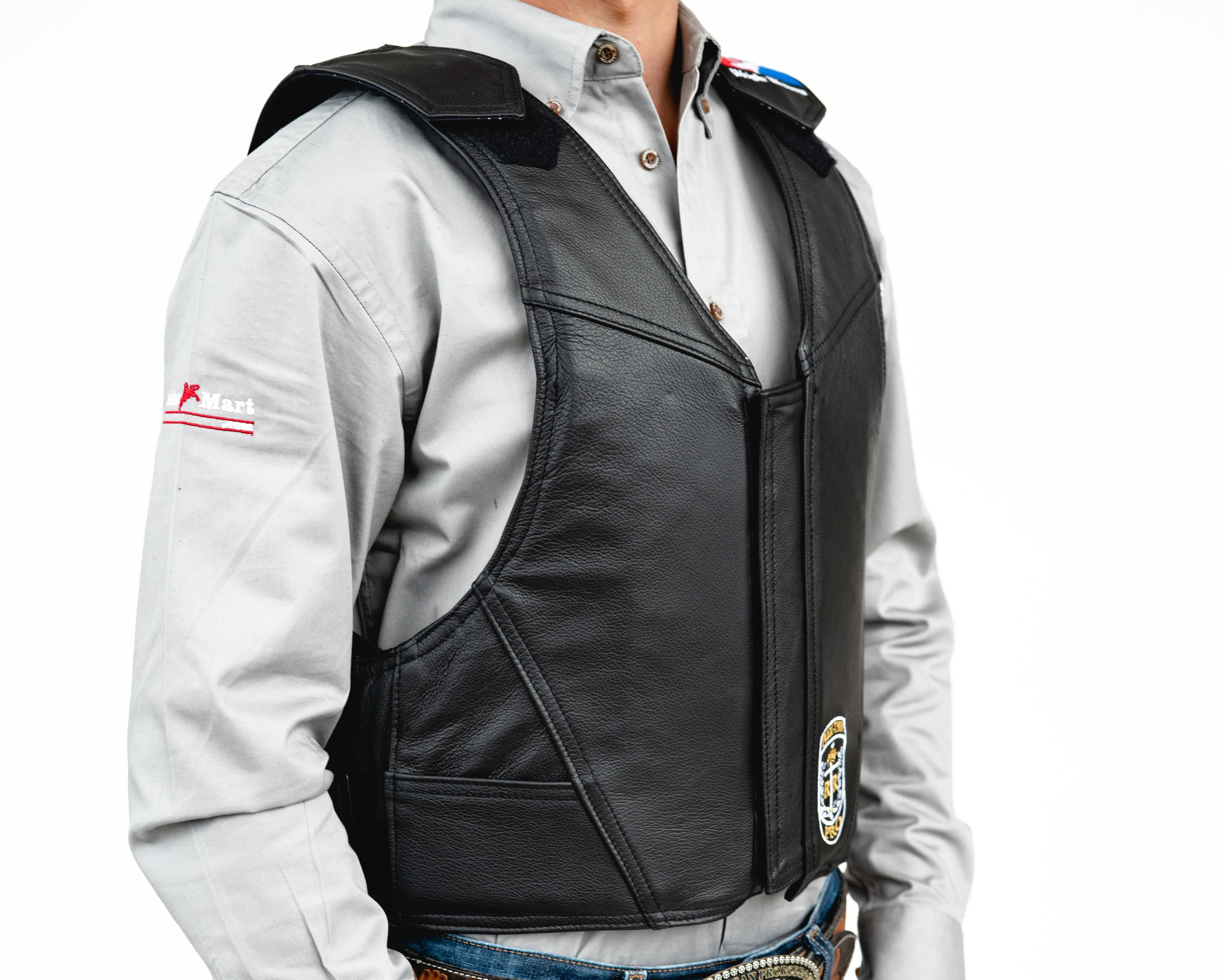 Ride Right Wright Western Saddle Bronc Vest - Black Leather