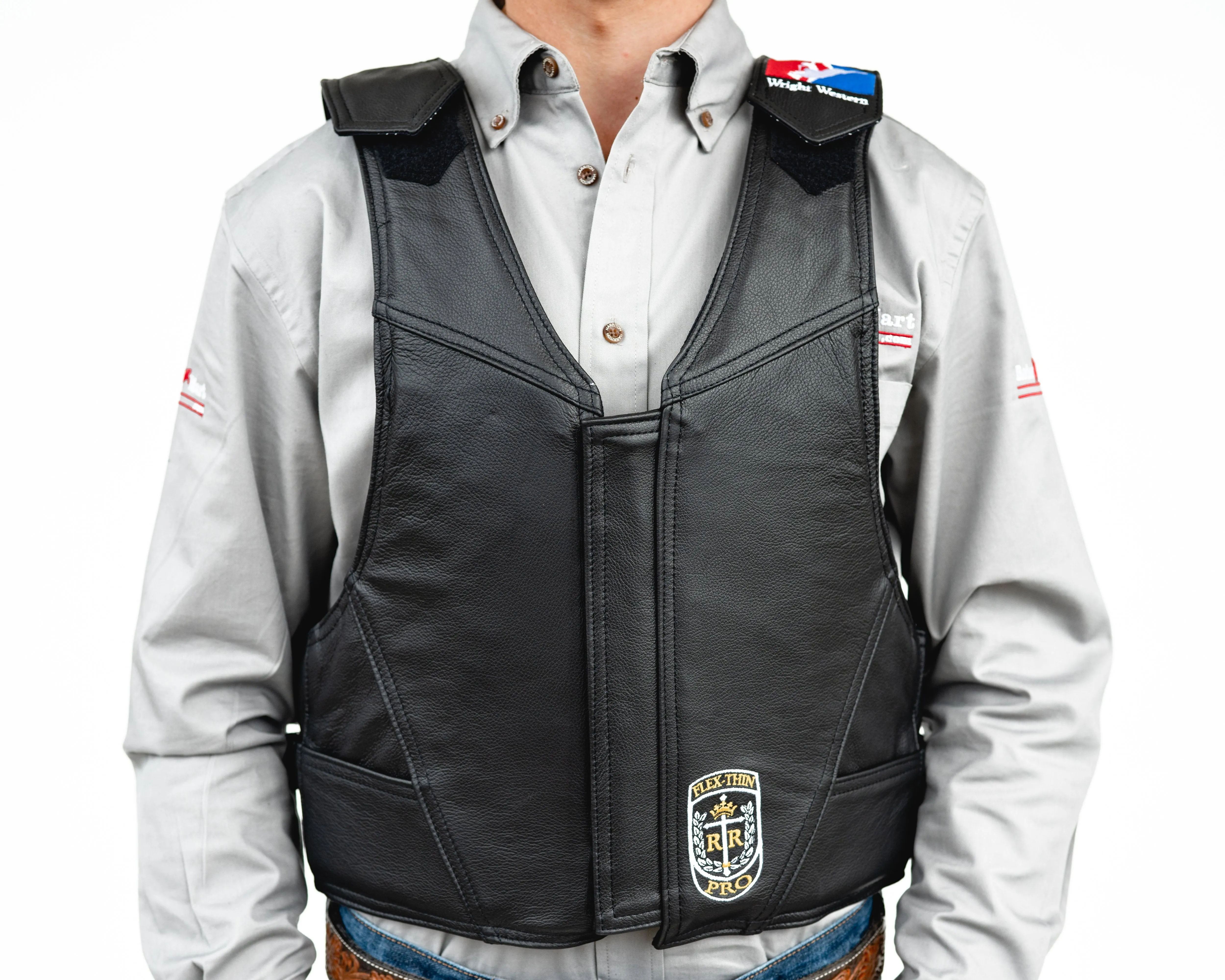 Ride Right Wright Western Saddle Bronc Vest - Black Leather