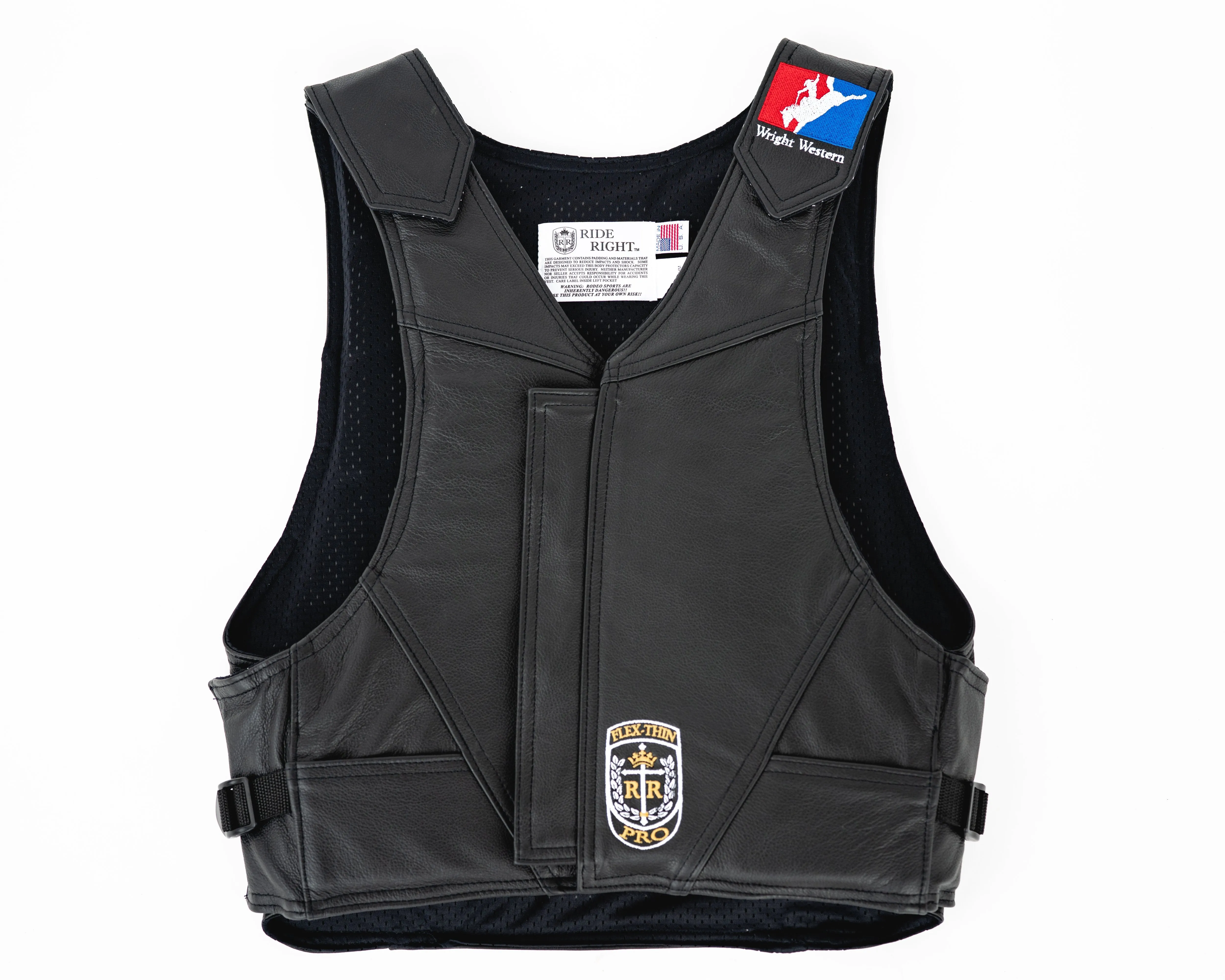 Ride Right Wright Western Saddle Bronc Vest - Black Leather