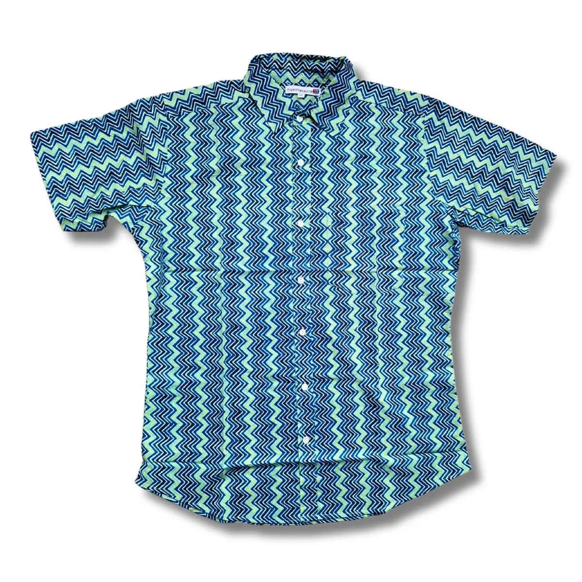 short sleeve block print shirt
