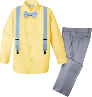 Spring Notion Boys' 4-Piece Patterned Dress up Pants Set