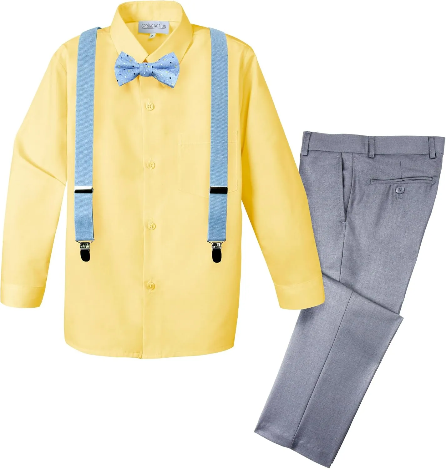Spring Notion Boys' 4-Piece Patterned Dress up Pants Set