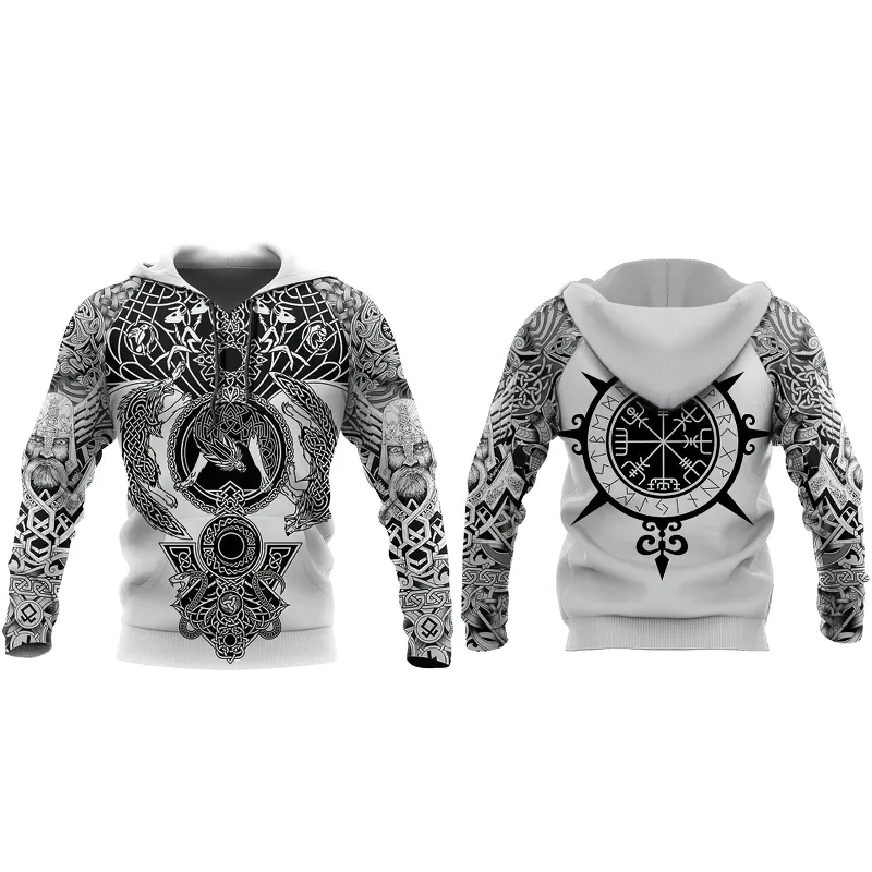 Stylish Hoodie For Men With Beautiful Pattern / Sweatshirt Of Viking Tattoo 3D Printed