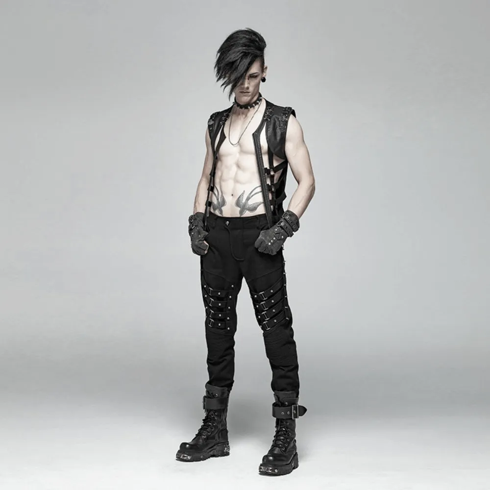 Stylish Punk Style Black Lace-Up Skeleton Vest