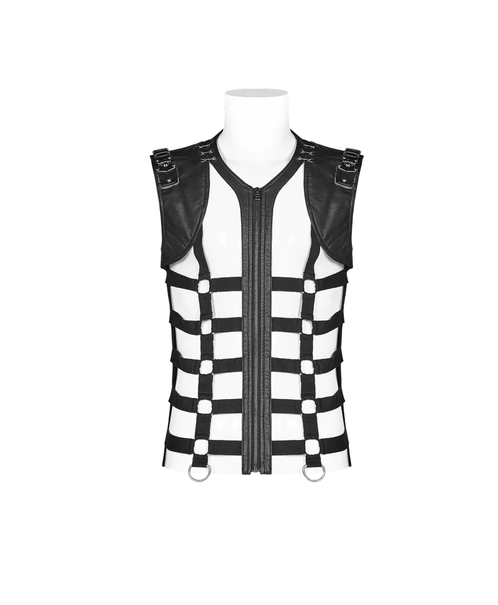 Stylish Punk Style Black Lace-Up Skeleton Vest