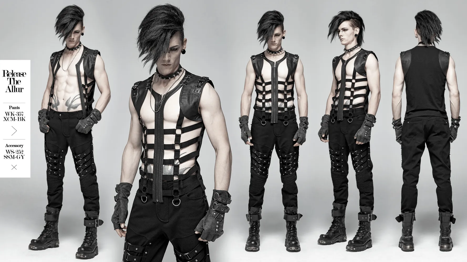 Stylish Punk Style Black Lace-Up Skeleton Vest