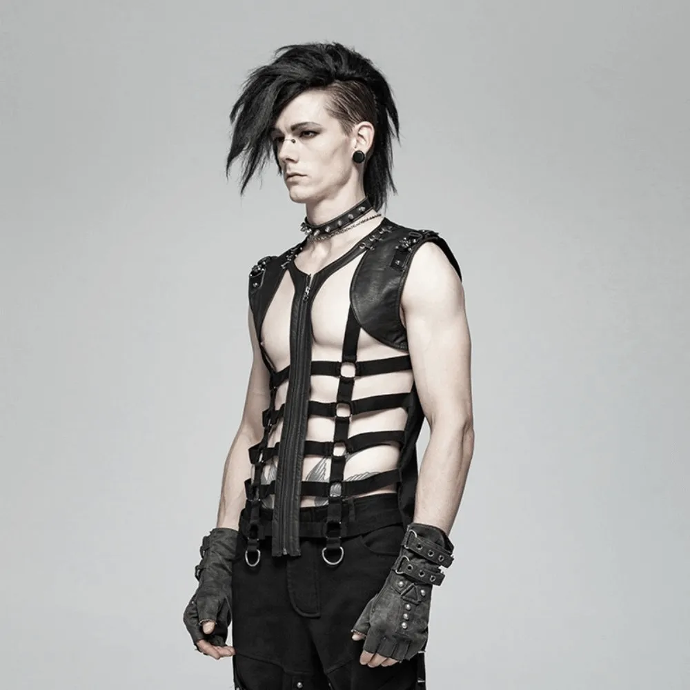 Stylish Punk Style Black Lace-Up Skeleton Vest