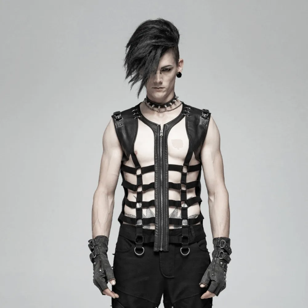 Stylish Punk Style Black Lace-Up Skeleton Vest
