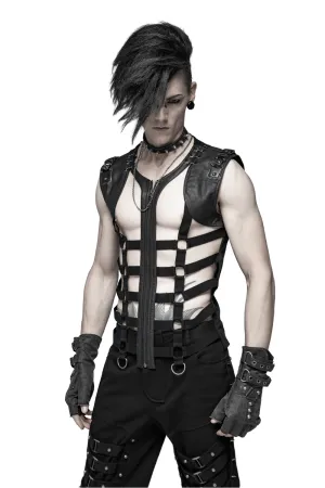 Stylish Punk Style Black Lace-Up Skeleton Vest