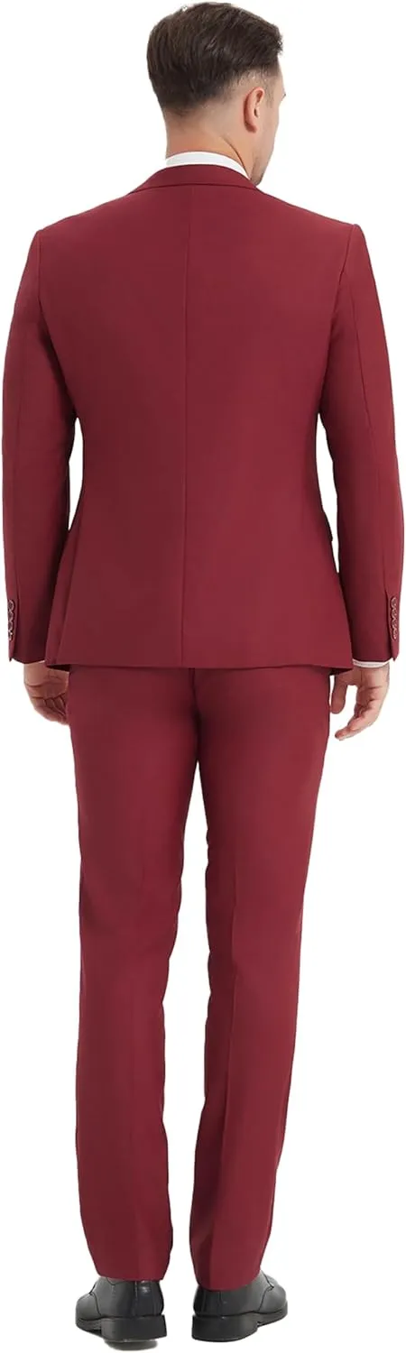 Suits for Men Slim Fit 3 Pieces Notch Collar Tuxedo Blazer Vest Pants Shirt Bow Tie Prom Party Wedding Business Dinner