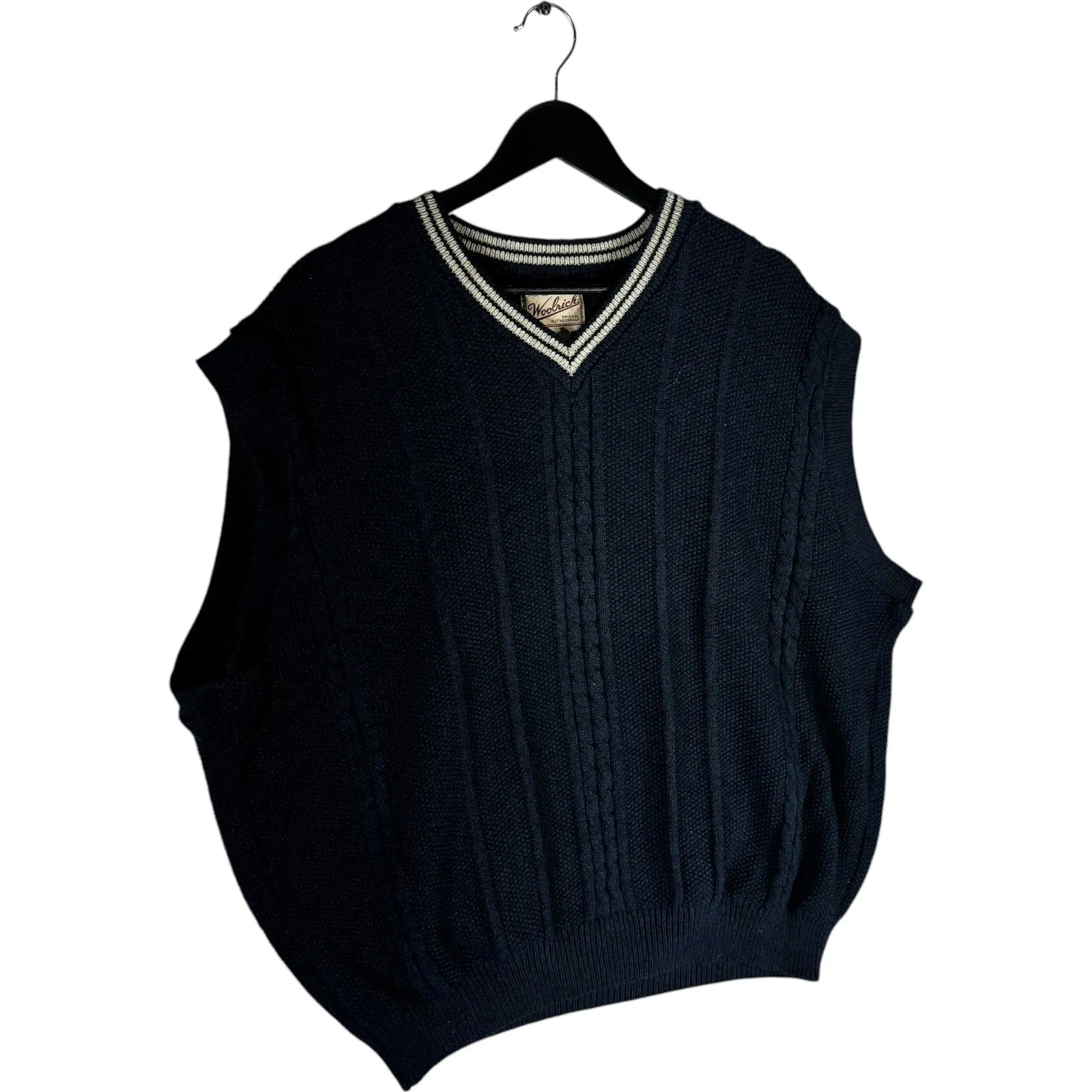 Vintage Woolrich Cable Knit V-Neck Sweater Vest