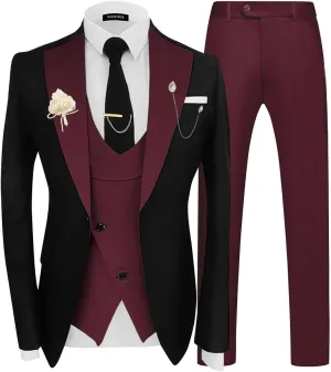 Wangyue 3 Piece Mens Tuxedo Suit Slim Fit Tuxedo for Men Double Breasted Wedding Prom Suits Blazer Vest Pants Sets 2025