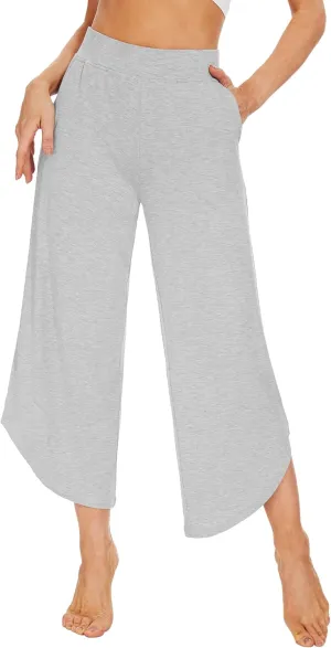 WiWi Viscose from Bamboo Pajama Bottoms Wide Leg Capri Pj Pants for Women Soft Lounge High Waist Cool Sweatpants S-XXL
