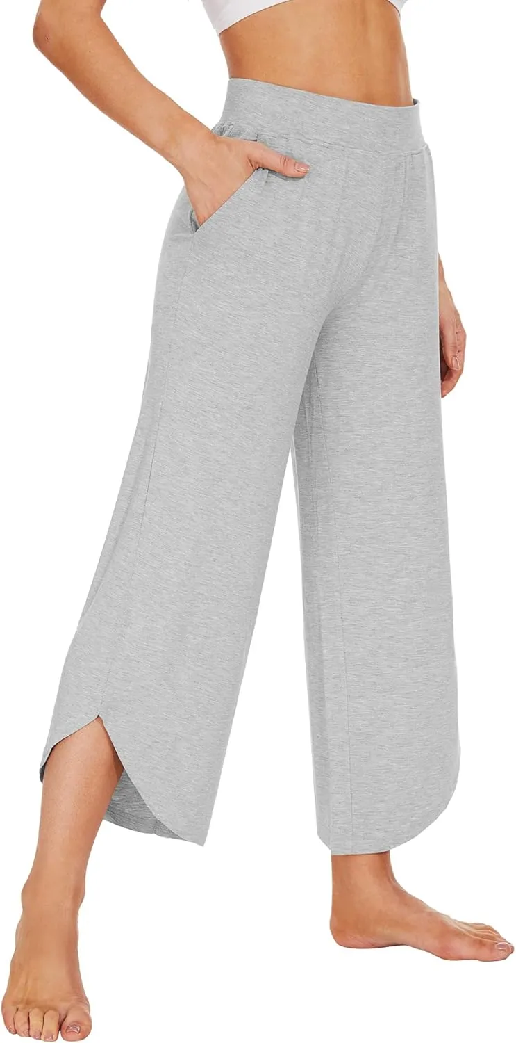 WiWi Viscose from Bamboo Pajama Bottoms Wide Leg Capri Pj Pants for Women Soft Lounge High Waist Cool Sweatpants S-XXL