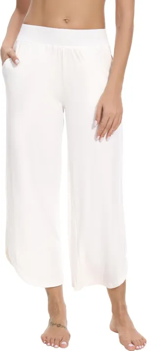 WiWi Viscose from Bamboo Pajama Bottoms Wide Leg Capri Pj Pants for Women Soft Lounge High Waist Cool Sweatpants S-XXL
