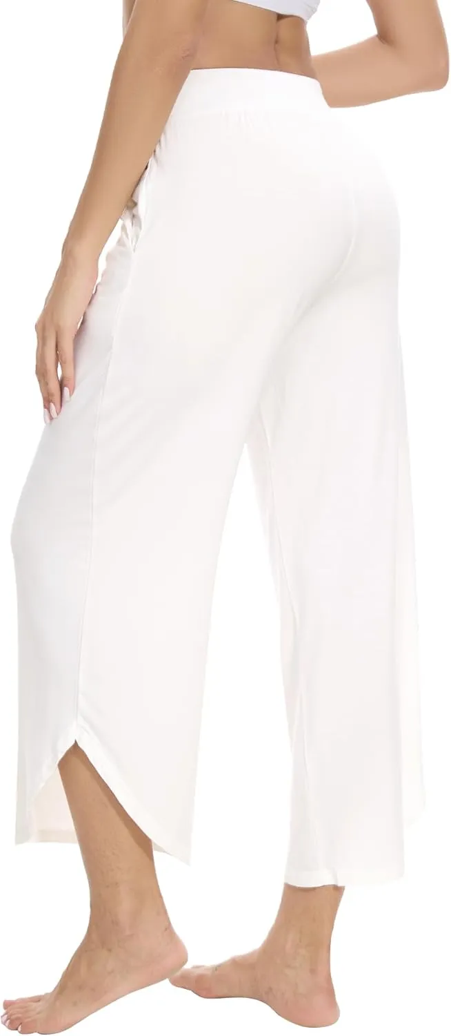 WiWi Viscose from Bamboo Pajama Bottoms Wide Leg Capri Pj Pants for Women Soft Lounge High Waist Cool Sweatpants S-XXL