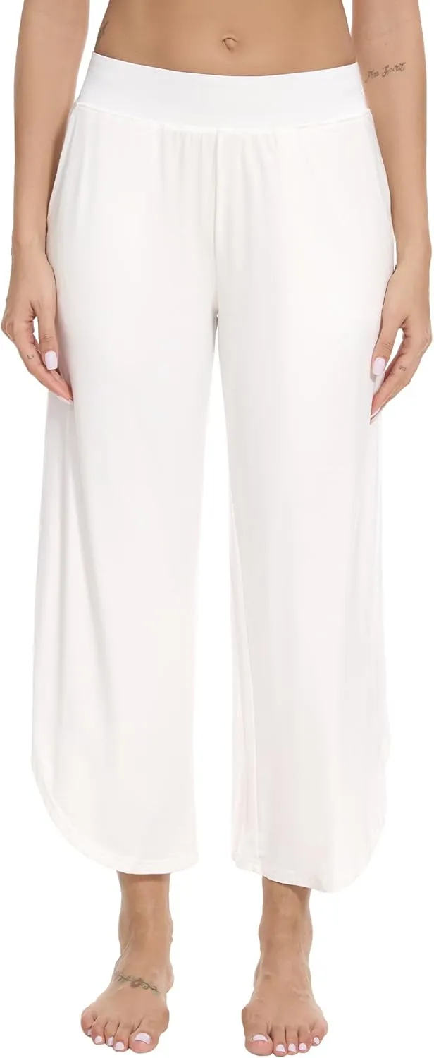 WiWi Viscose from Bamboo Pajama Bottoms Wide Leg Capri Pj Pants for Women Soft Lounge High Waist Cool Sweatpants S-XXL