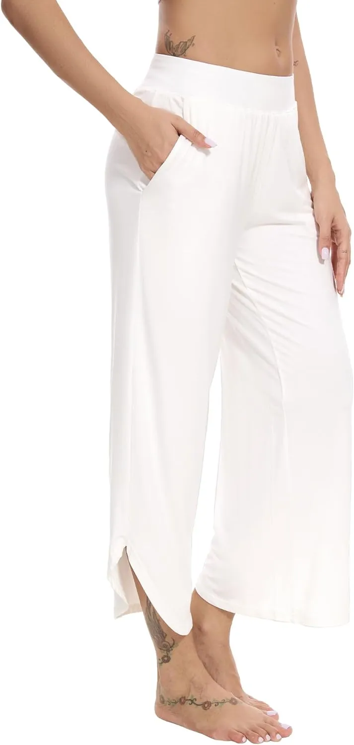 WiWi Viscose from Bamboo Pajama Bottoms Wide Leg Capri Pj Pants for Women Soft Lounge High Waist Cool Sweatpants S-XXL
