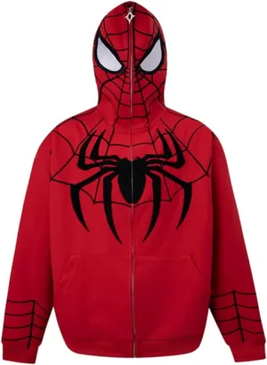 Womens Fashion Y2K Hoodies Long Sleeve Full Zip Up Sweatshirts Halloween Spider Graphic Oversize Pullover Goth Jacket