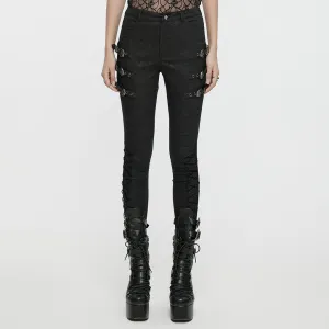 Women's Gothic Buckle Lace-up Pants