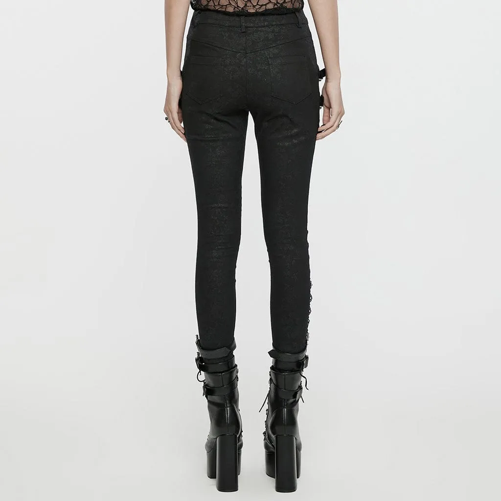Women's Gothic Buckle Lace-up Pants