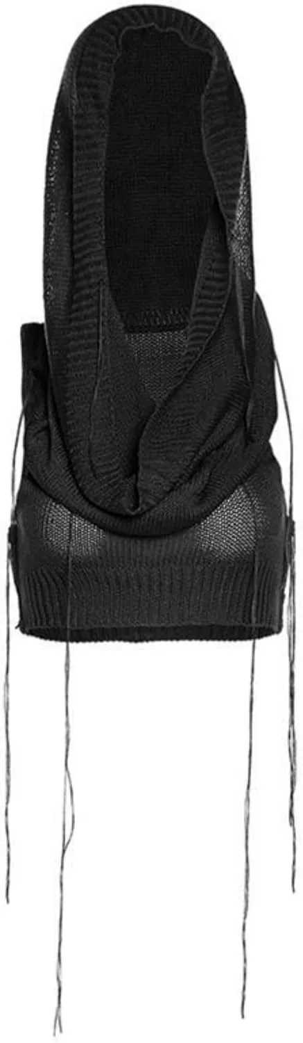 Women's Knitted Hoodie Sweater Vest Sexy Sleeveless Hollow Out Hooded Crop Top Draped Sweatshirt Streetwear