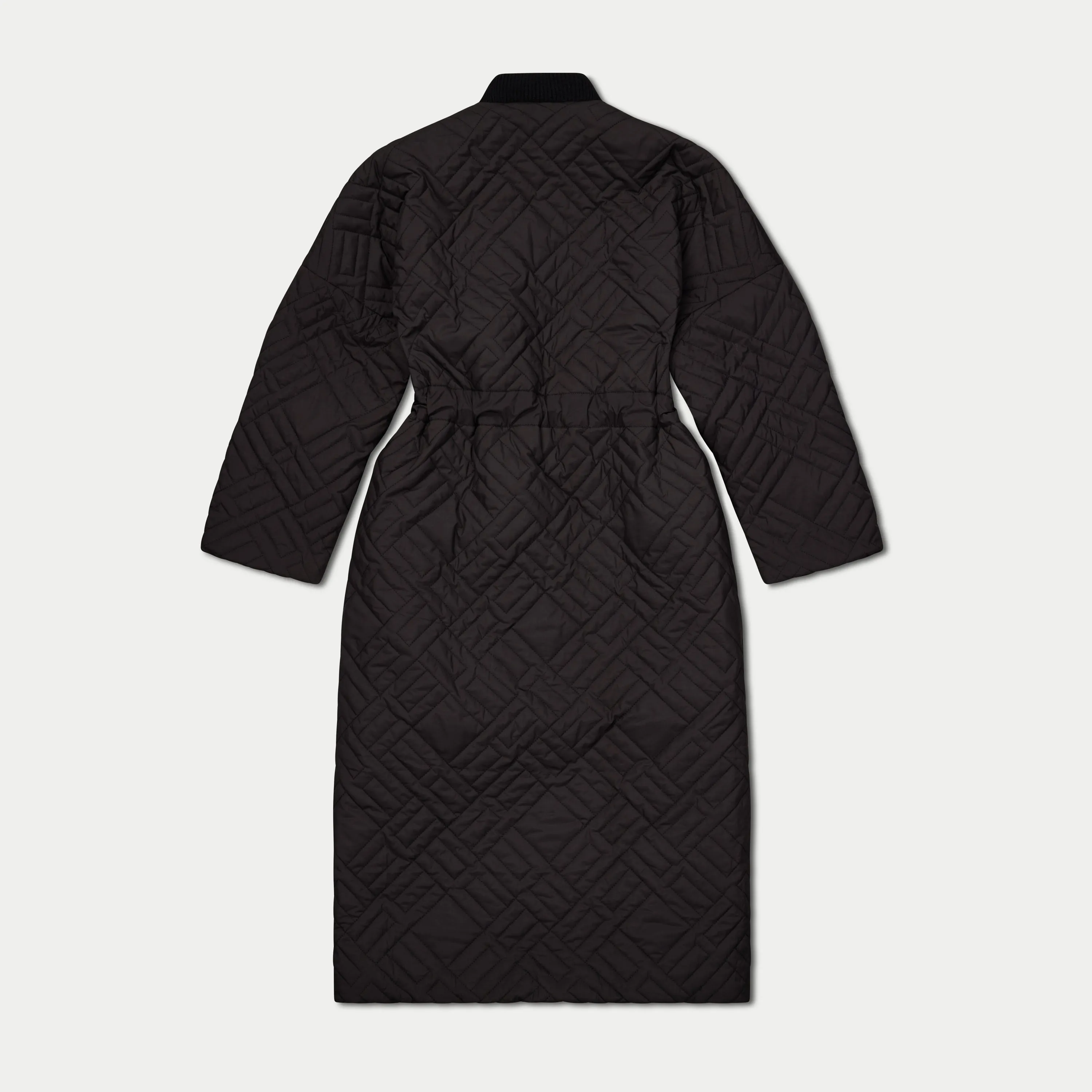Womens Longline Puffer Jacket - Black