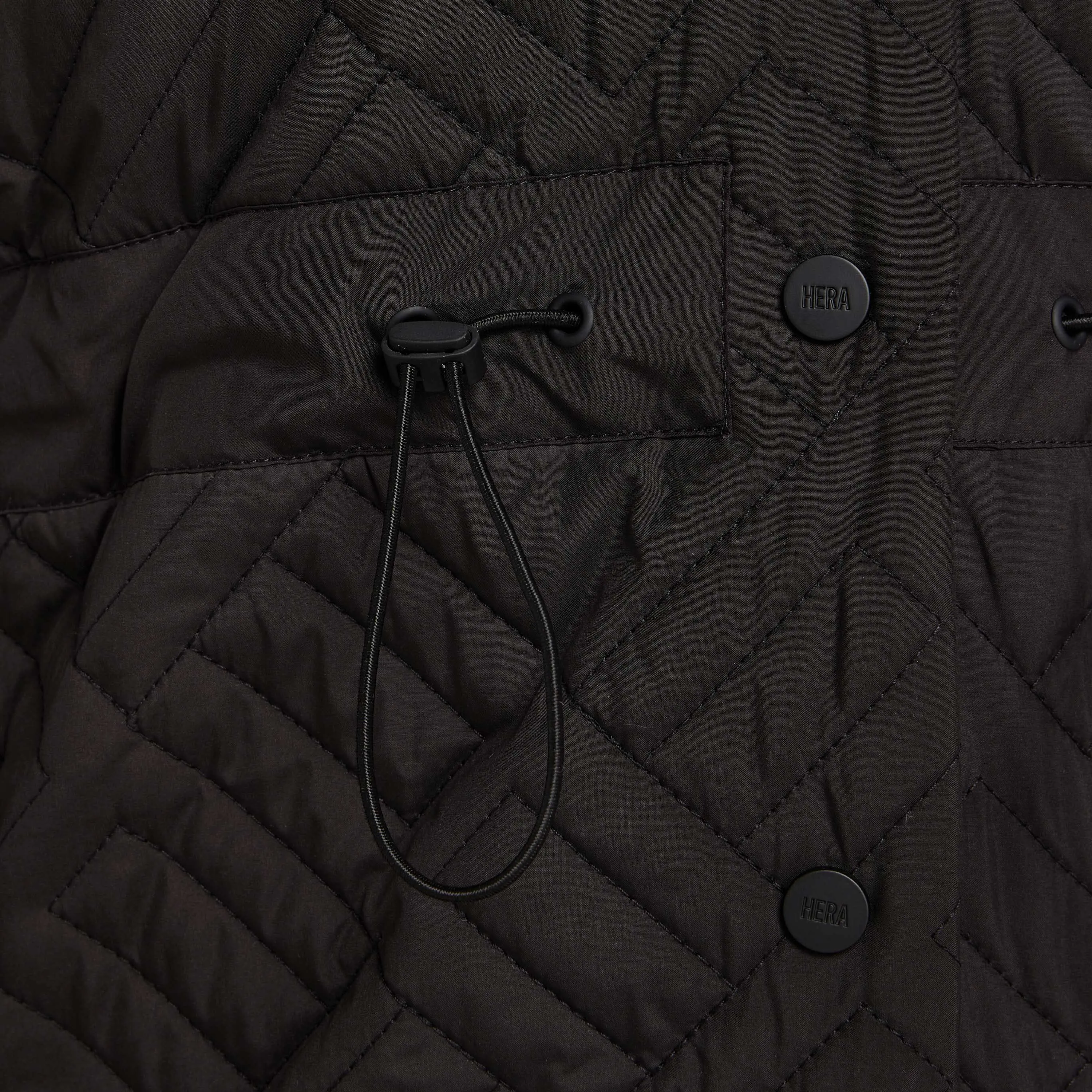 Womens Longline Puffer Jacket - Black
