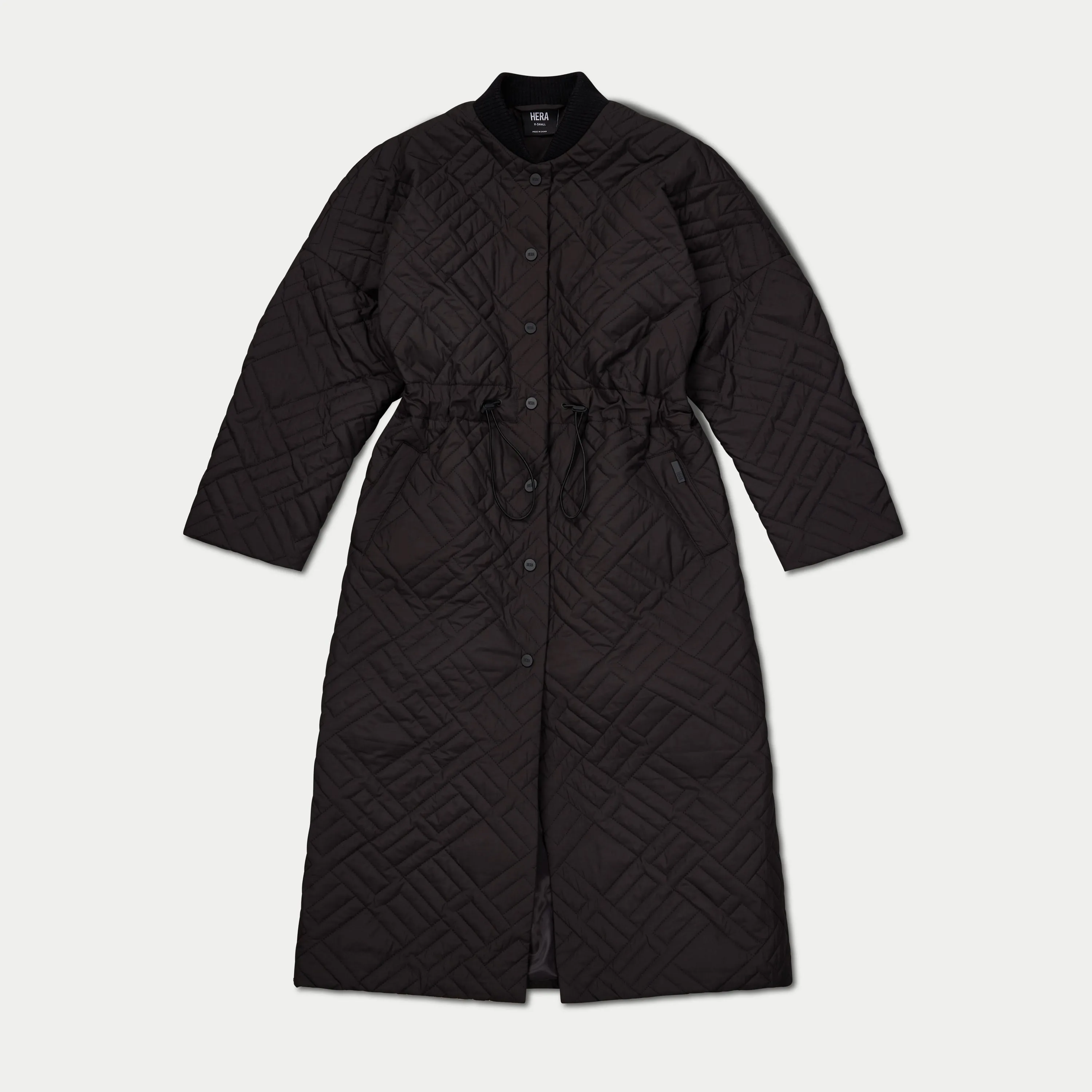 Womens Longline Puffer Jacket - Black