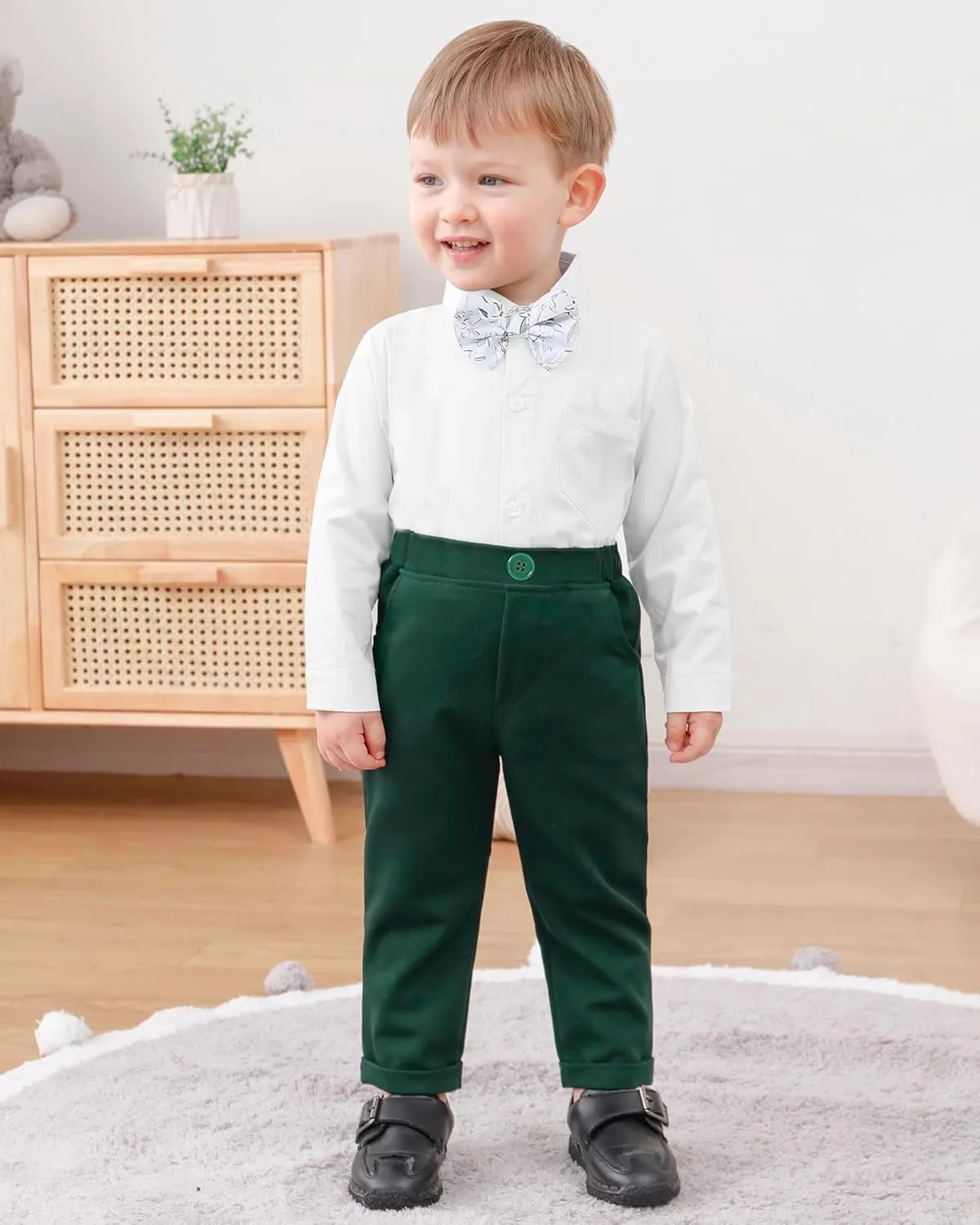 YALLET Baby Boy Clothes Suit 0-24 Months Infant Gentleman Outfits Formal Dress Shirt Bowtie Vest Pants Set Baby Wedding Suits