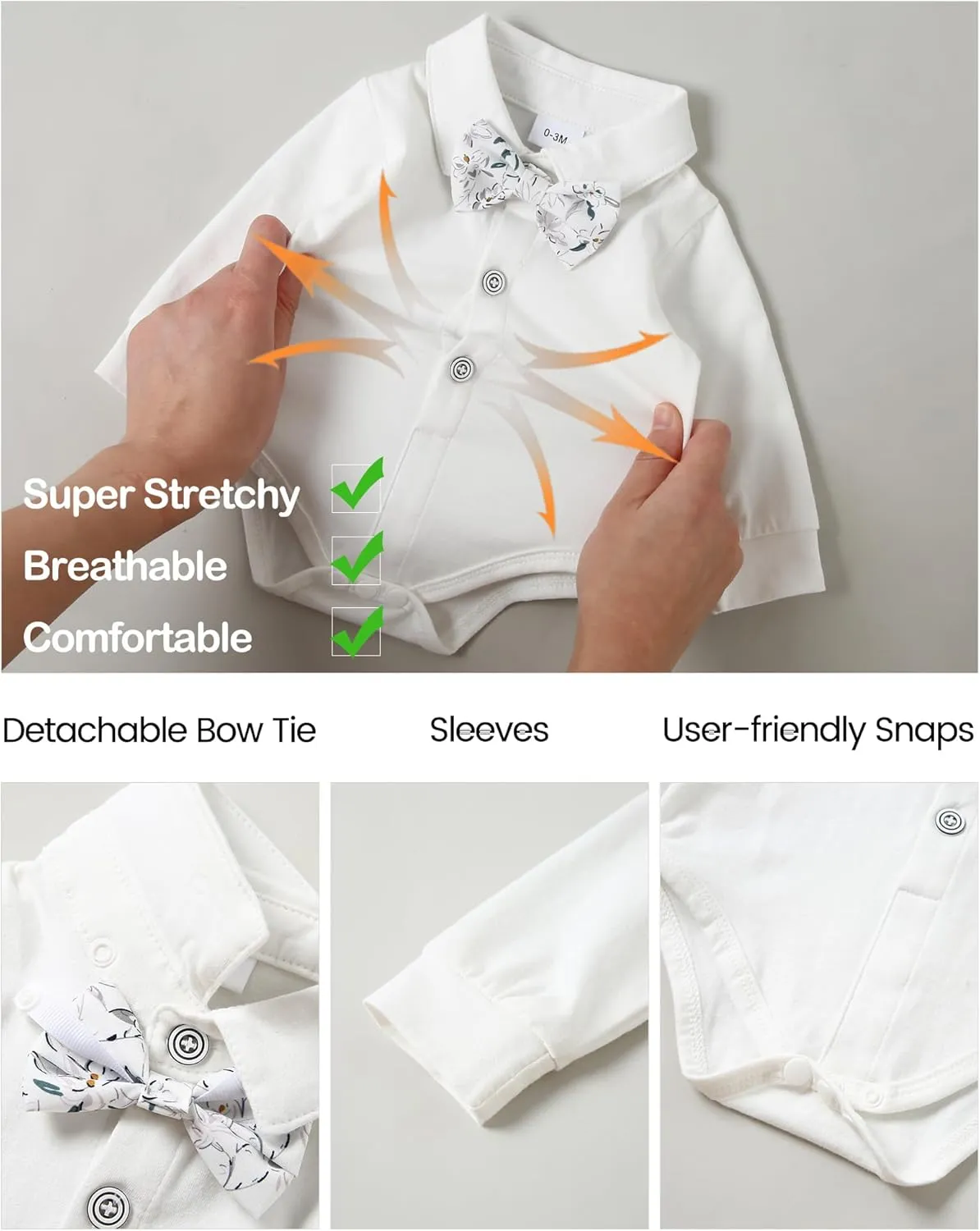 YALLET Baby Boy Clothes Suit 0-24 Months Infant Gentleman Outfits Formal Dress Shirt Bowtie Vest Pants Set Baby Wedding Suits