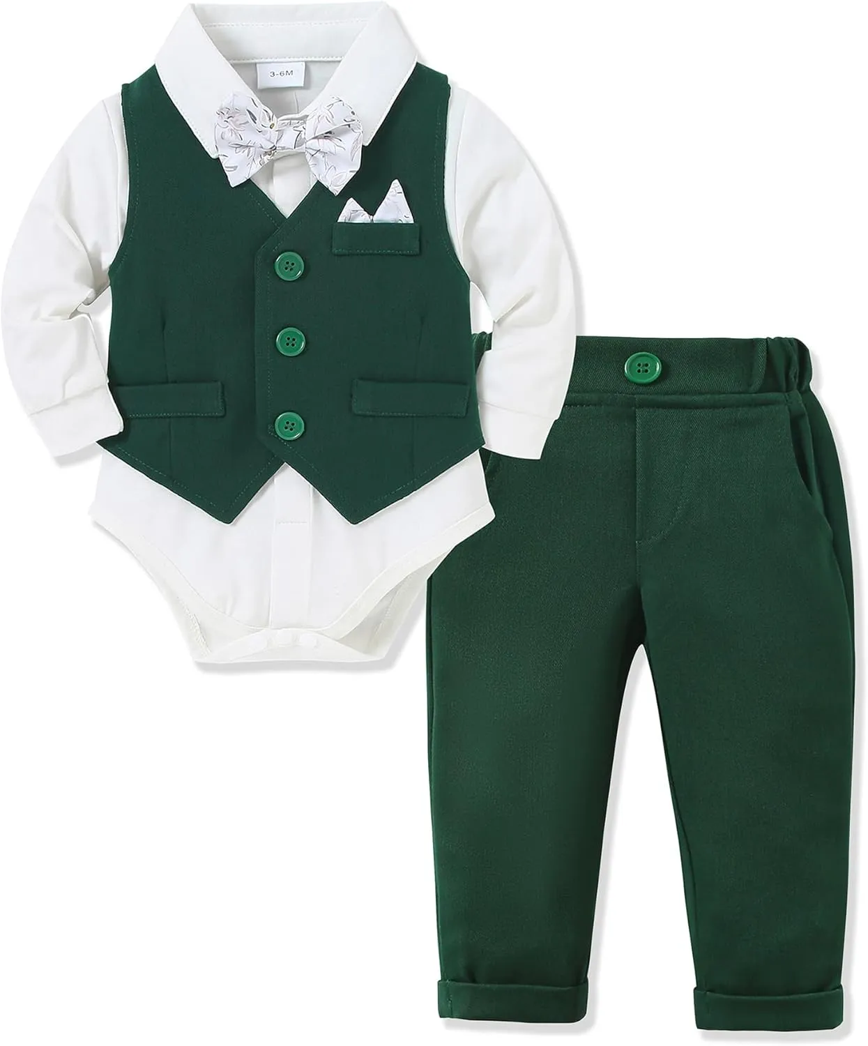YALLET Baby Boy Clothes Suit 0-24 Months Infant Gentleman Outfits Formal Dress Shirt Bowtie Vest Pants Set Baby Wedding Suits